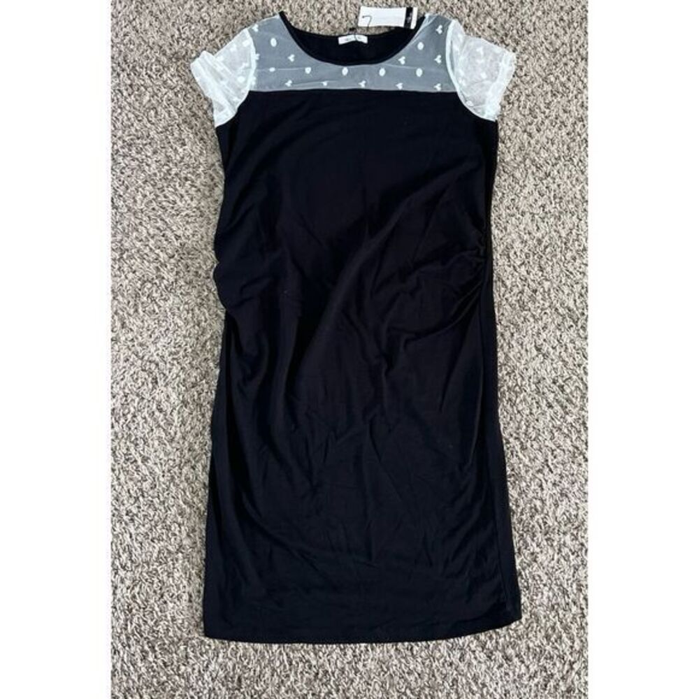 NWT Abie‎ Women's short sleeve mesh black dress size medium
